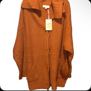 Entro M Cozy Orange Knit Sweater